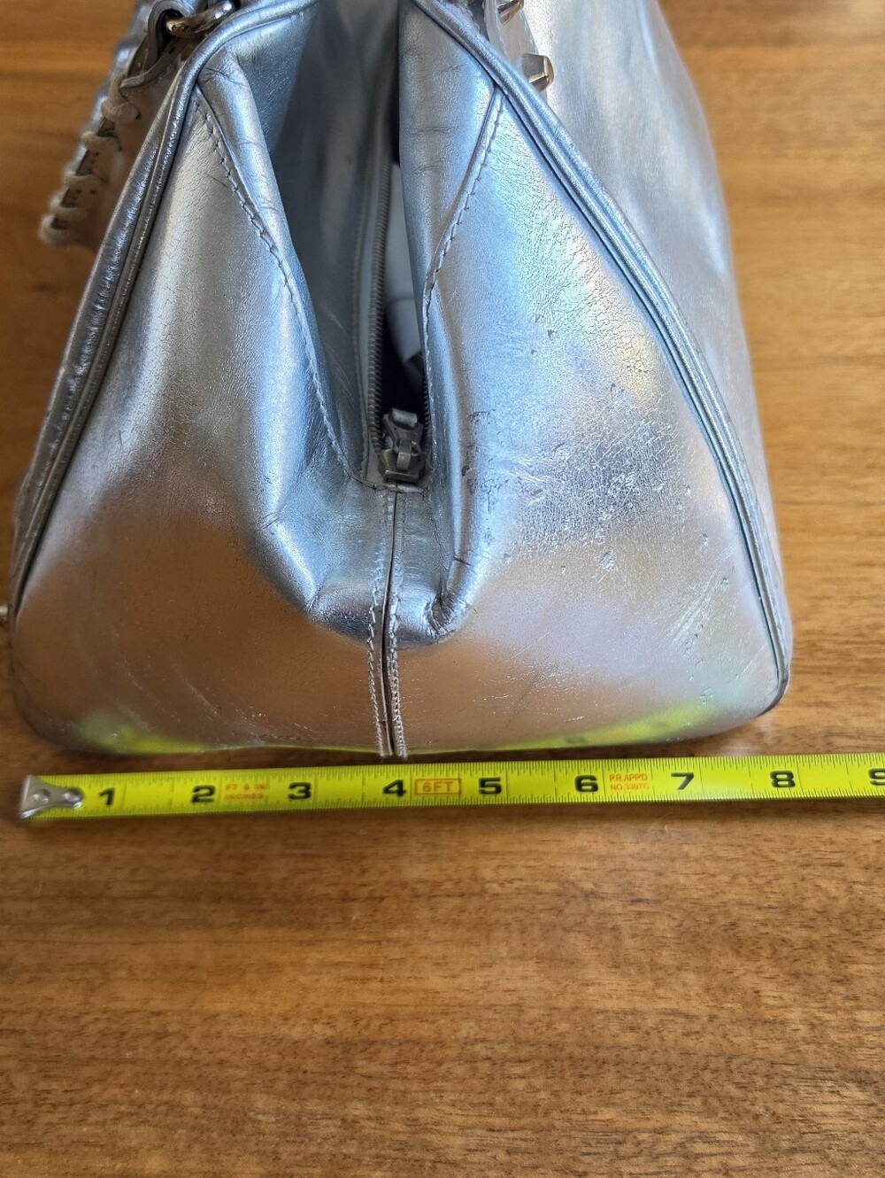 Balenciaga 2009 Metallic Silver Bowling PM Bag With Braided Handles Y2K - Picture 13 of 16